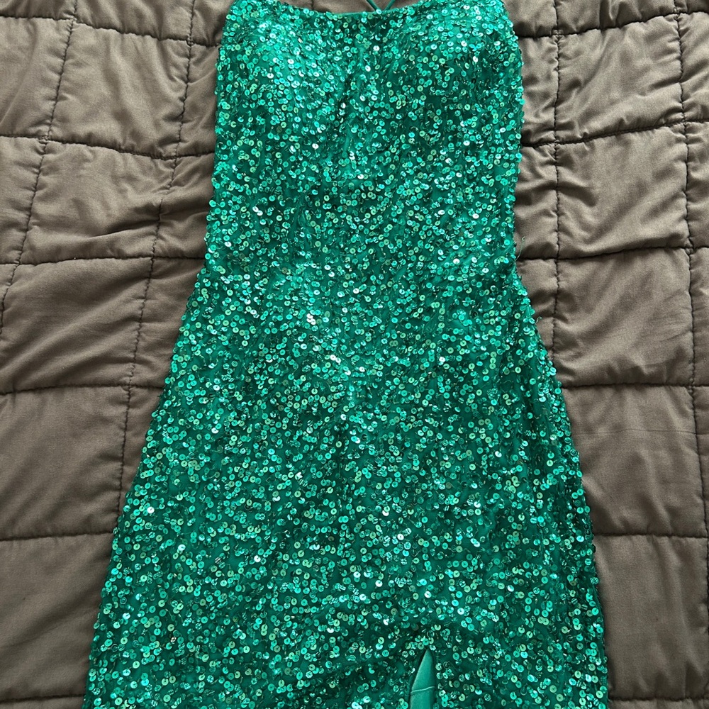 Short, Green Sequin  homecoming Dress scala
